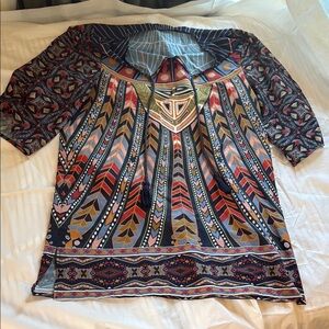 Black and Red Graphic 3/4 Sleeve Swim Coverup